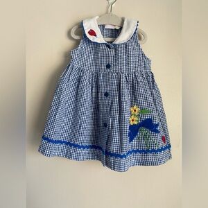 Vintage little goodies ladybug gingham blue dress 24 month